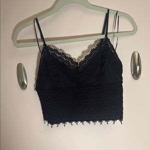 Black Lace Cropped Top